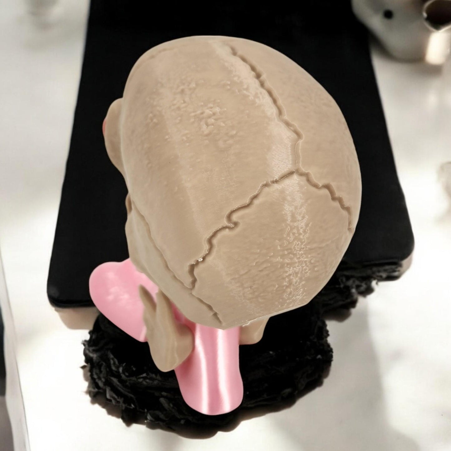 Skull with Tongue Out & Heart Eyes - "Love at First Death" Jaw Drop 3D Printed Decor, Unique Decor Gift for Gothic Lovers