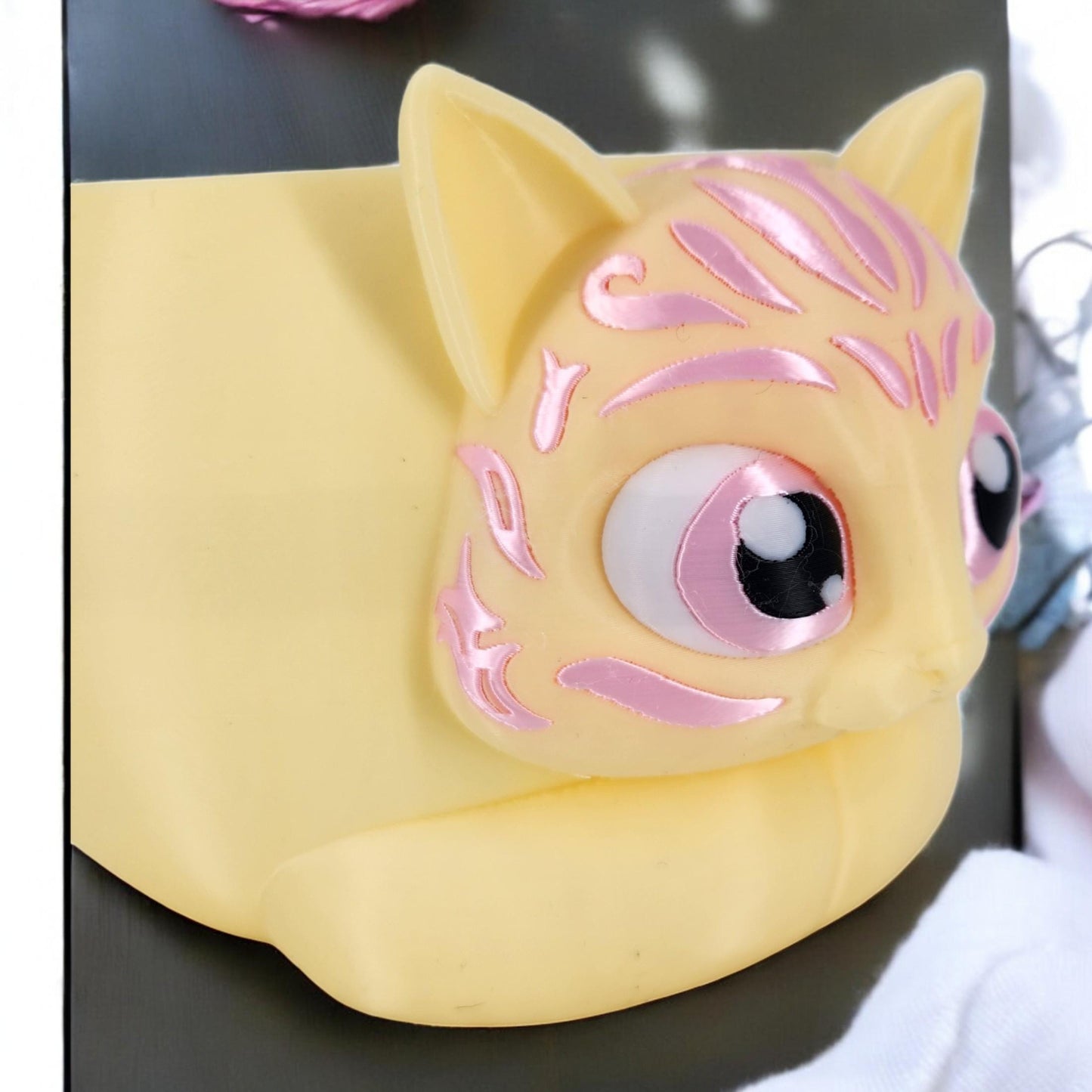 Cat Bobble Yarn Bowl - Perfect Gift for Knitting & Crochet Lovers, Feline Themed Accessory, Handmade Yarn Organizer