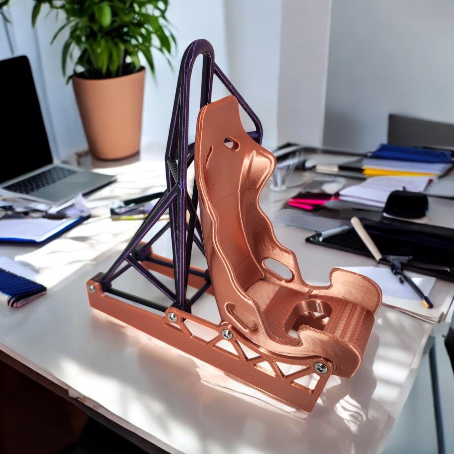 Racing Seat Phone Holder | Gift for Car Enthusiasts, Mechanics & Petrol Lovers | Desk Arrangement, Birthday Gift