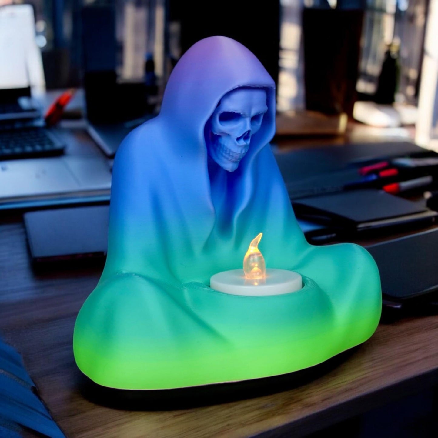 Hooded Figure LED tea light holder - Decorative Candle Holder, Halloween Decor, Spooky Accent Piece, Home & Party Lighting