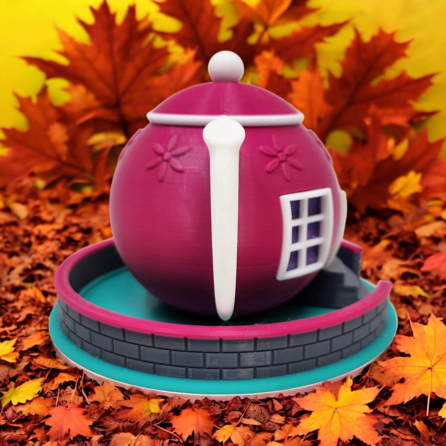 Fairy Houses: Teapot Style 3D Printed Fairy House Tea Light for Garden Decor & Kids Play - Unique Handmade Gift