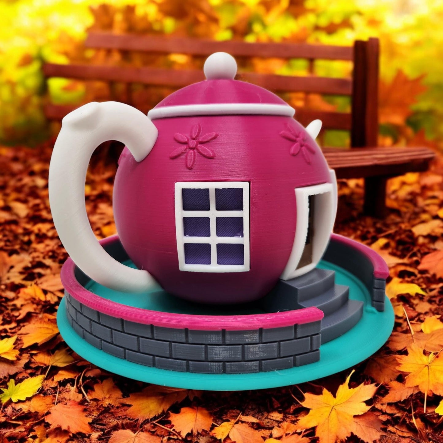 Fairy Houses: Teapot Style 3D Printed Fairy House Tea Light for Garden Decor & Kids Play - Unique Handmade Gift
