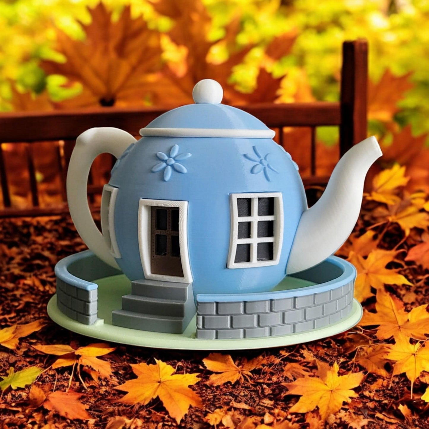 Fairy Houses: Teapot Style 3D Printed Fairy House Tea Light for Garden Decor & Kids Play - Unique Handmade Gift