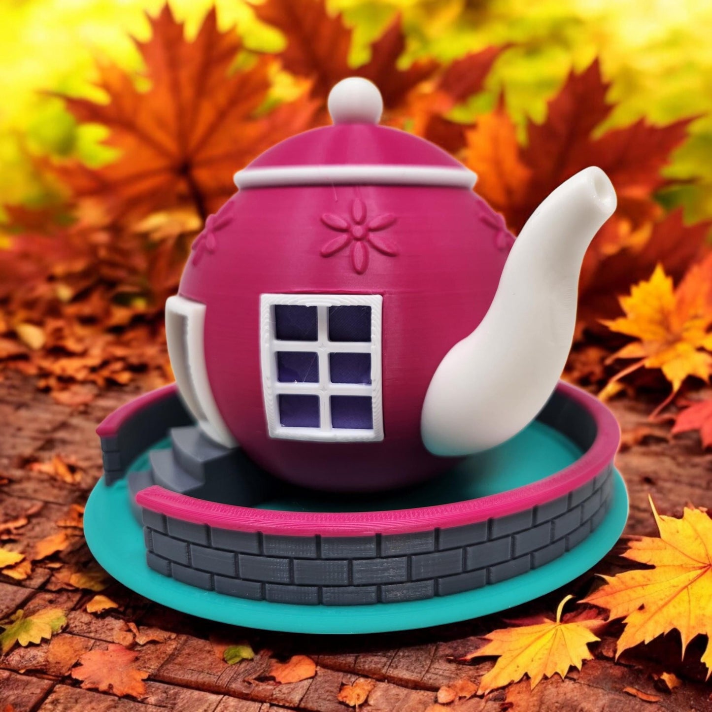 Fairy Houses: Teapot Style 3D Printed Fairy House Tea Light for Garden Decor & Kids Play - Unique Handmade Gift