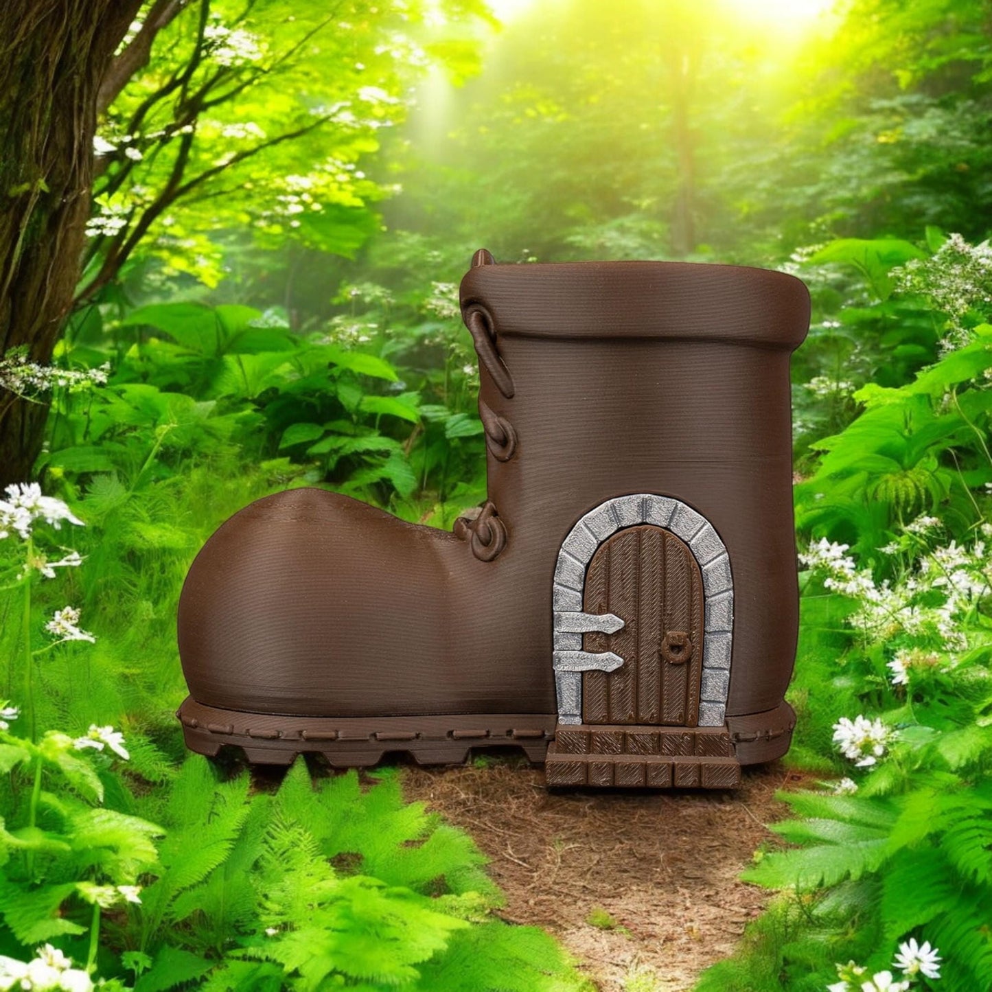 Boot Fairy House - Enchanted Garden Decor & Whimsical Miniature Home Accessory for Magical Spaces