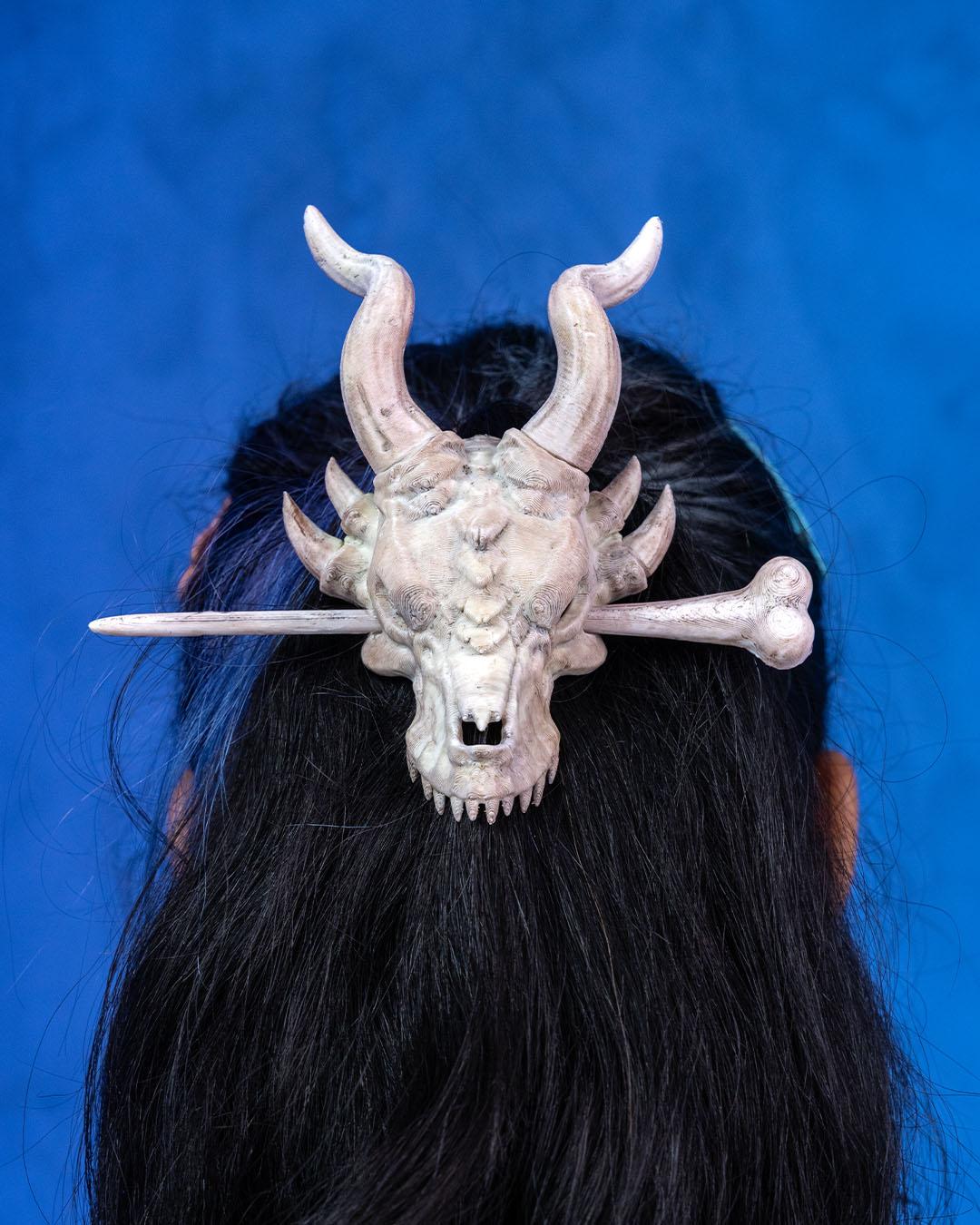 Dragon Bone Trophy Hair Pin | 3D Printed Hair Accessories | Unique Gothic Hair Jewelry for Women & Cosplay Style