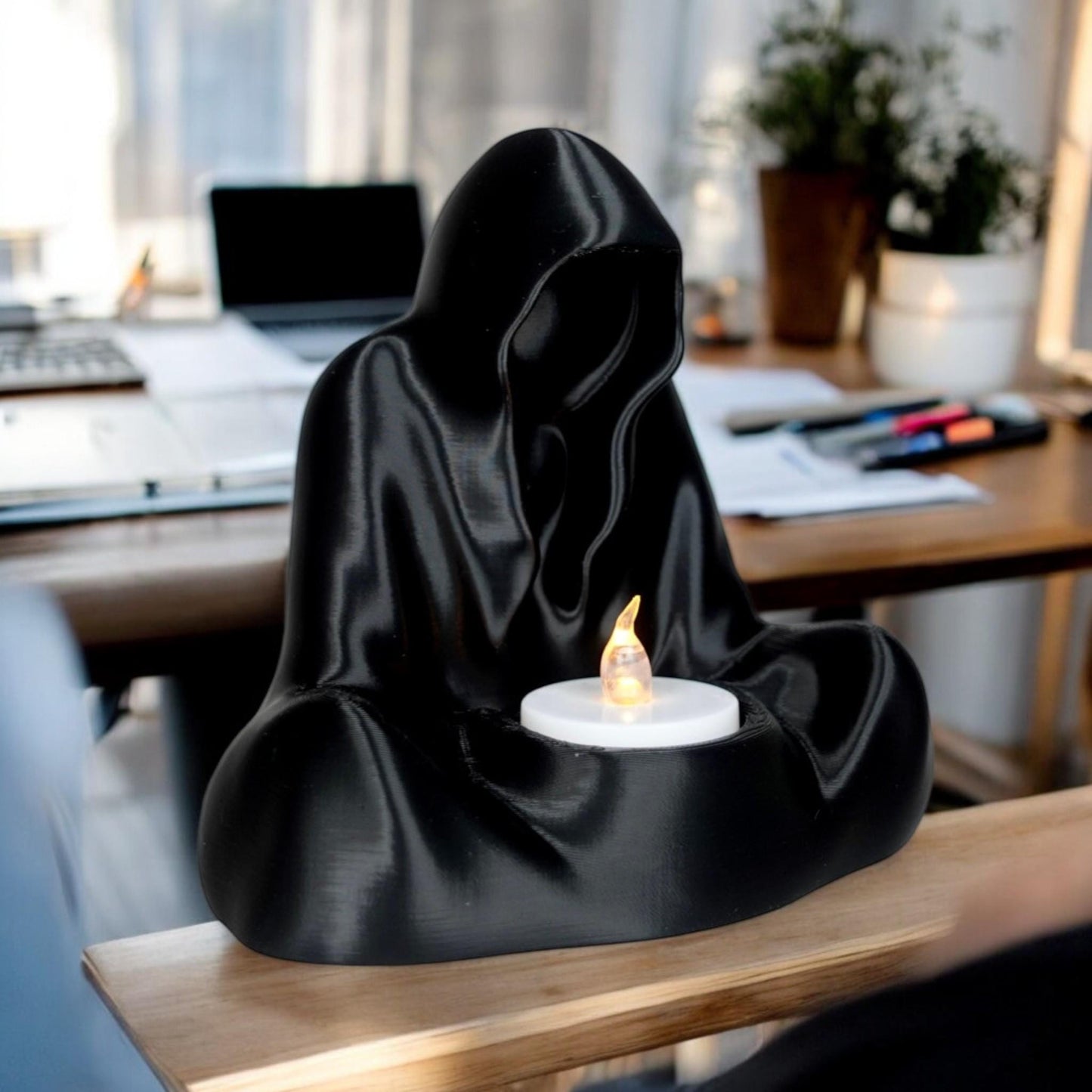 Hooded Figure LED tea light holder - Decorative Candle Holder, Halloween Decor, Spooky Accent Piece, Home & Party Lighting