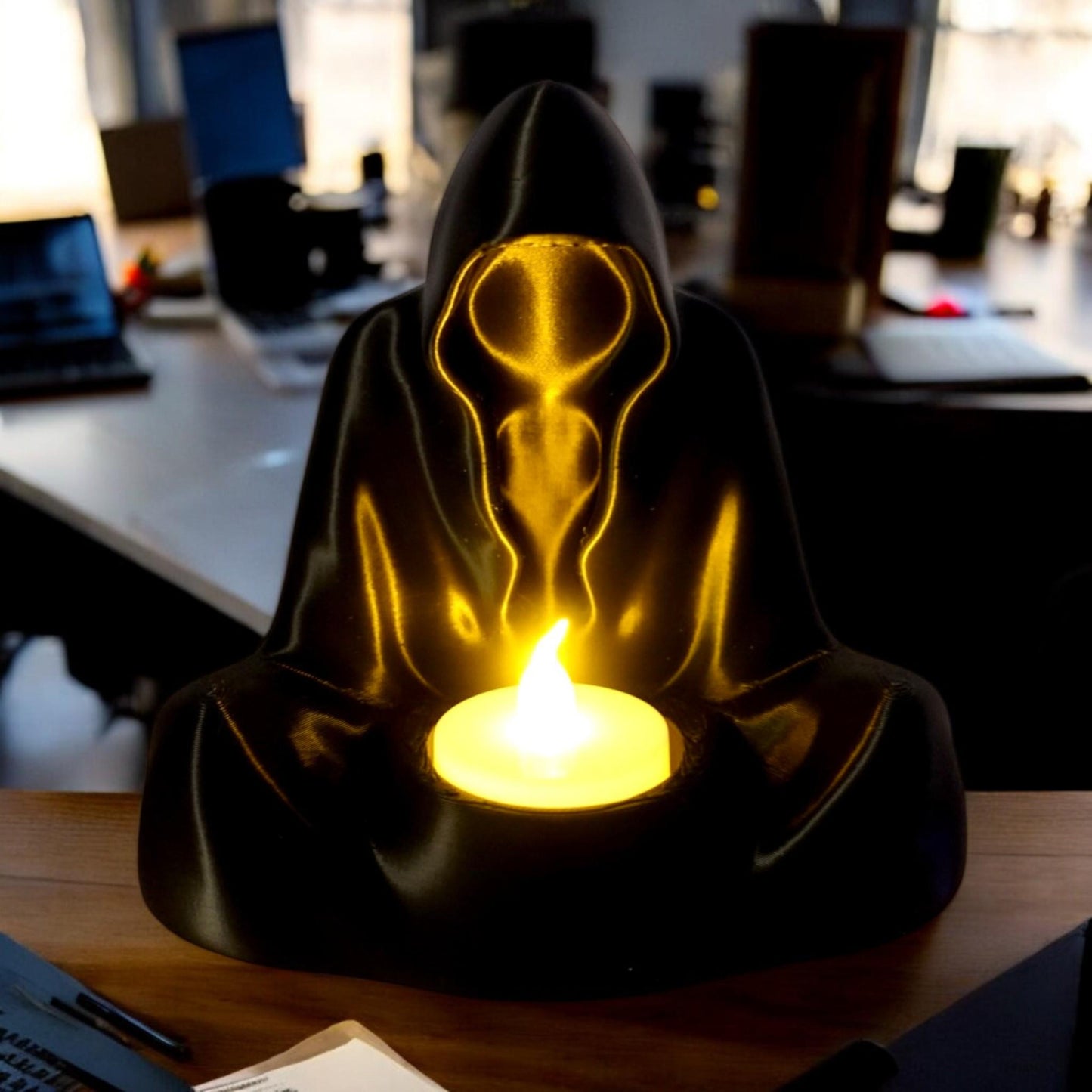 Hooded Figure LED tea light holder - Decorative Candle Holder, Halloween Decor, Spooky Accent Piece, Home & Party Lighting