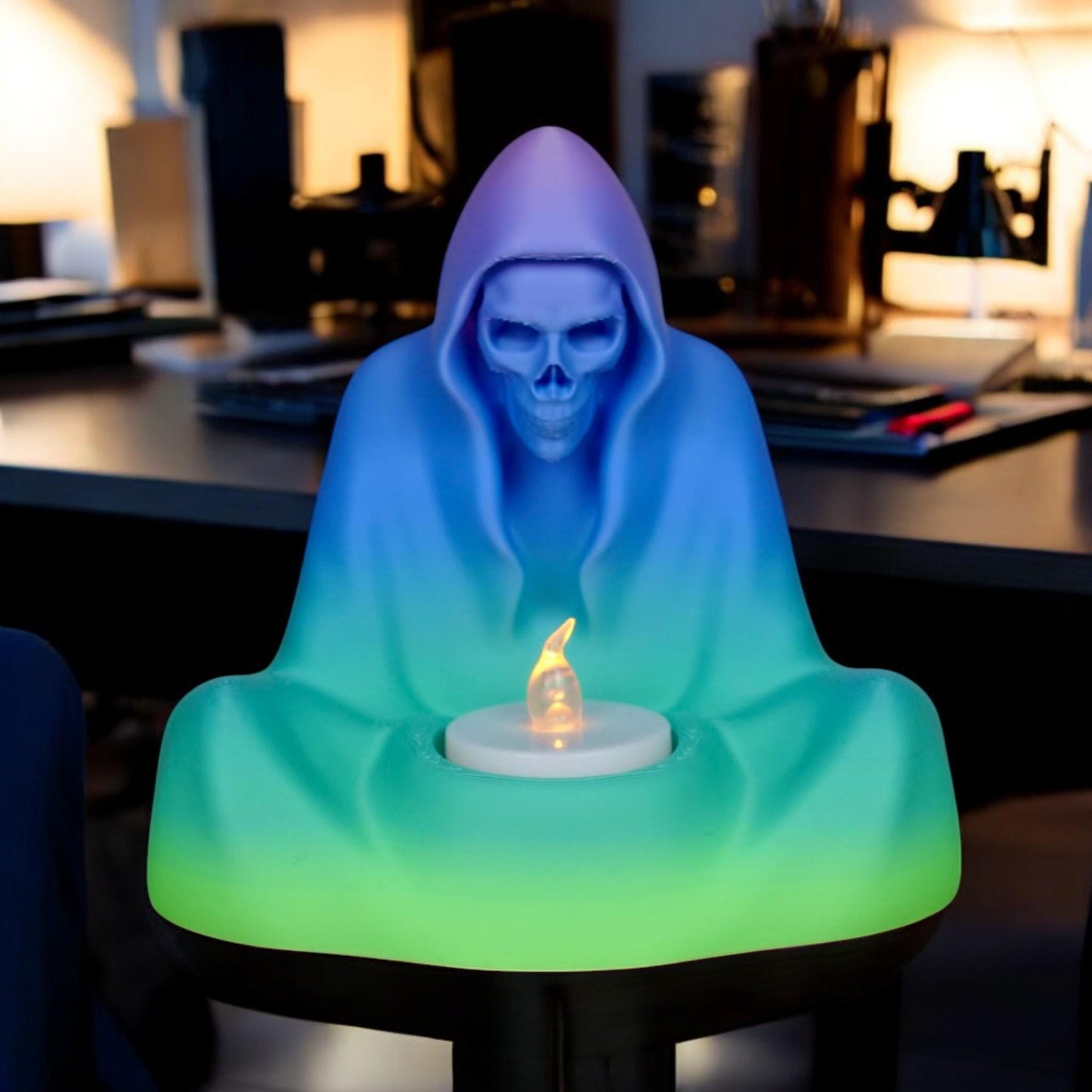 Hooded Figure LED tea light holder - Decorative Candle Holder, Halloween Decor, Spooky Accent Piece, Home & Party Lighting