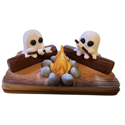 Ghost Campfire Scene with Marshmallows, Halloween Home Decor, Spooky Decor for Fall, Fun Halloween Decorations, Unique Gift Idea