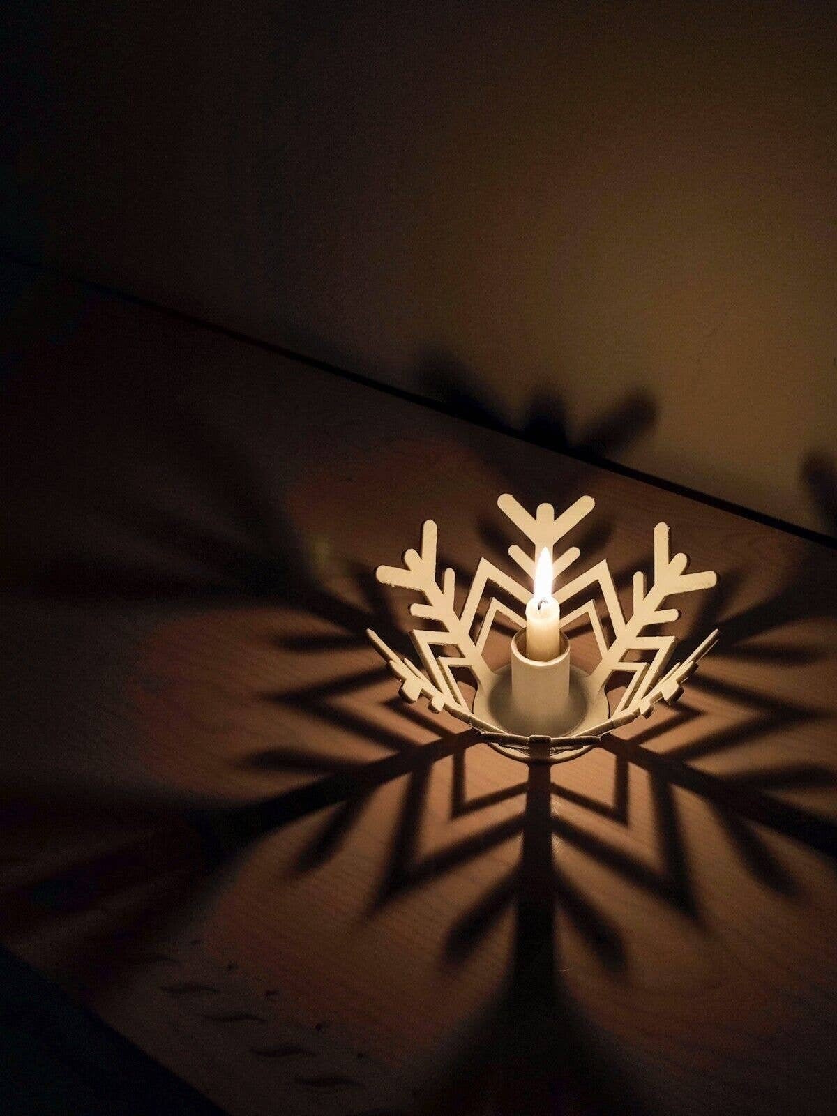 Snowflake Votive Tea Light Candle Holder - 3D Printed Religious Design - Winter Holiday Home Decor Decorative