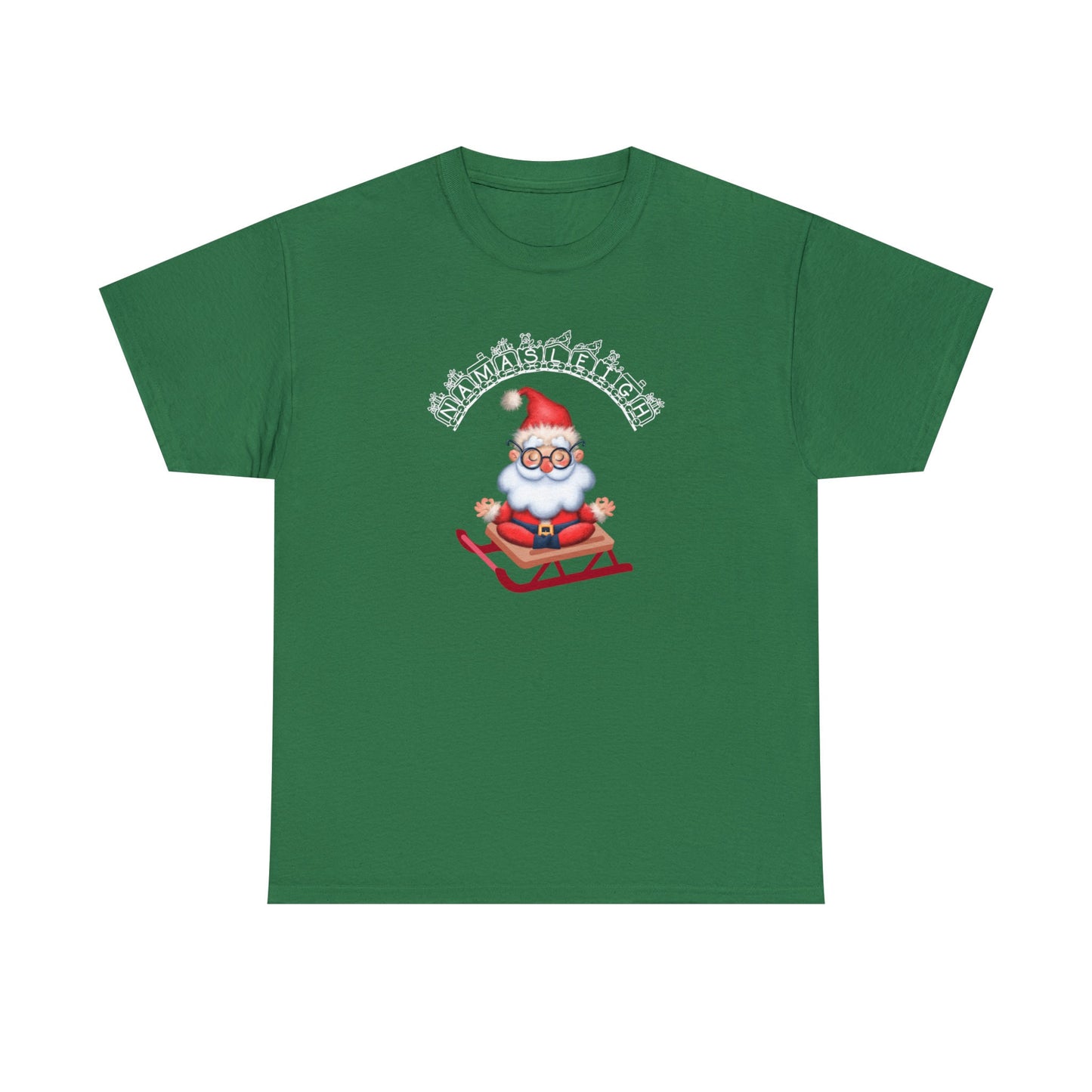 Namasleigh Yoga Santa Sled Funny Holiday Yoga Meditation Parody T-Shirt, yoga Christmas shirt, Calm Christmas sleigh tee, Stocking stuffer