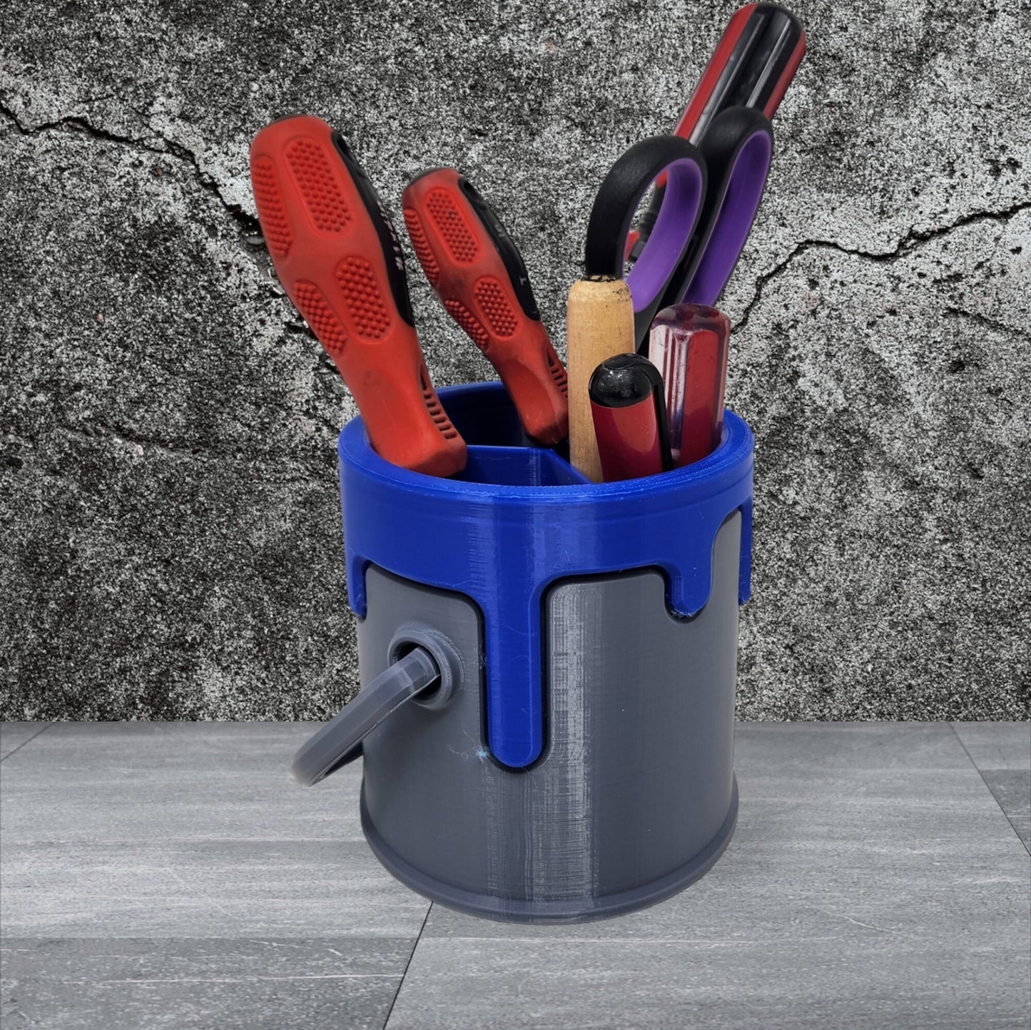 3D-Printed Drippy Bucket Pencil Holder - Unique Desk Organizer and Artistic Decor