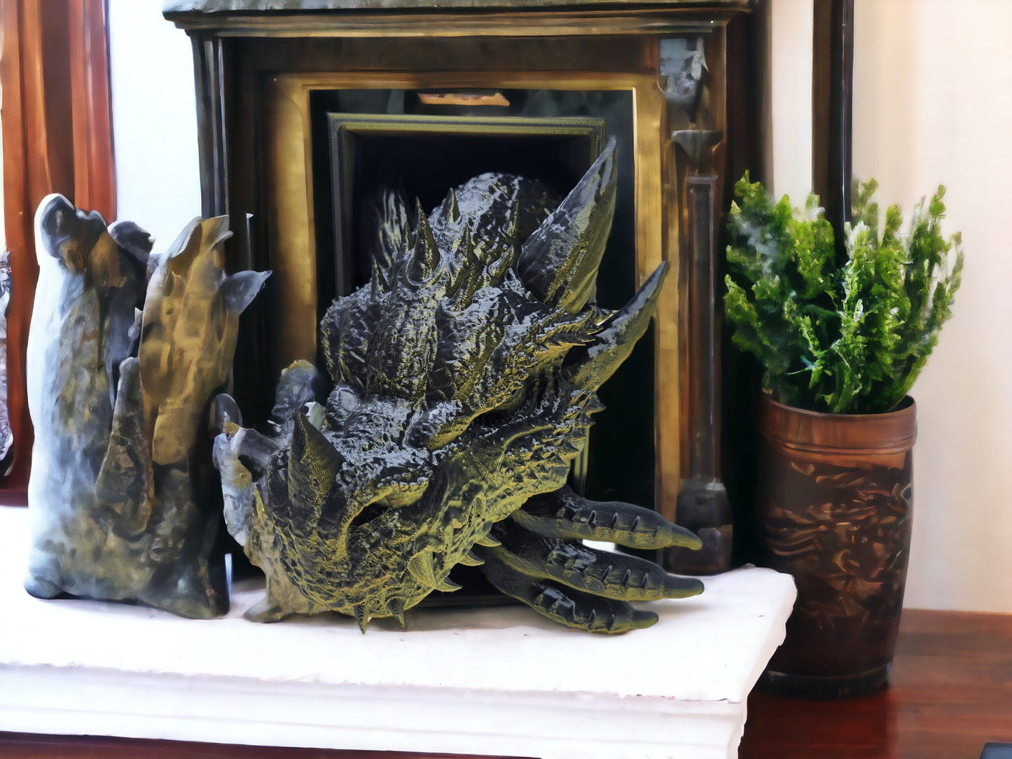 Dragon Book Nook Set | Dragon Head - Tail Shelf Decor for Book Lovers | Fourth Wing & Zodiac Academy Home Decor