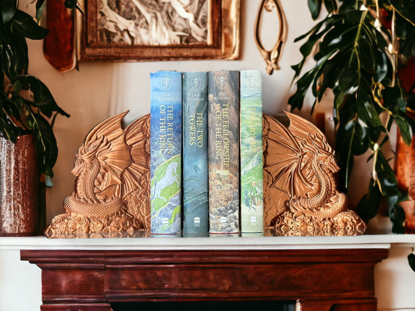 Dragon Book End Nook - Fantasy 3D Printed Dragon Book Shelf Decor