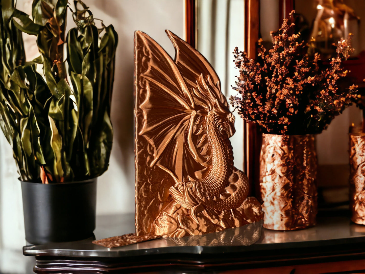 Dragon Book End Nook - Fantasy 3D Printed Dragon Book Shelf Decor