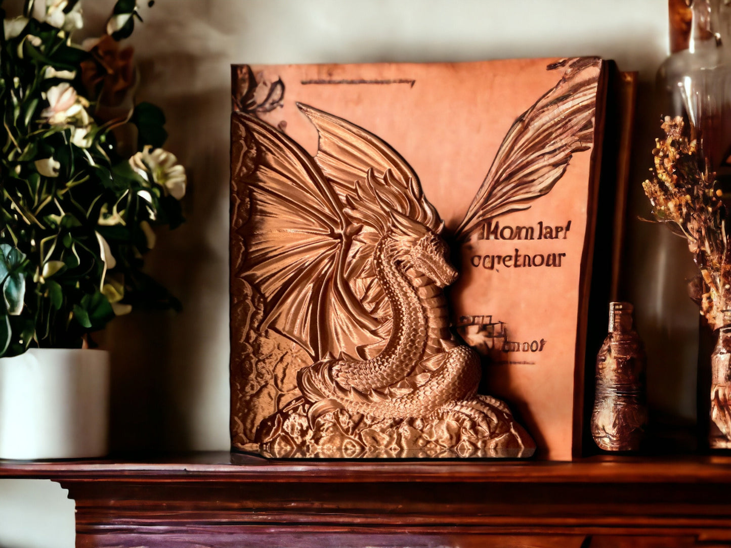 Dragon Book End Nook - Fantasy 3D Printed Dragon Book Shelf Decor