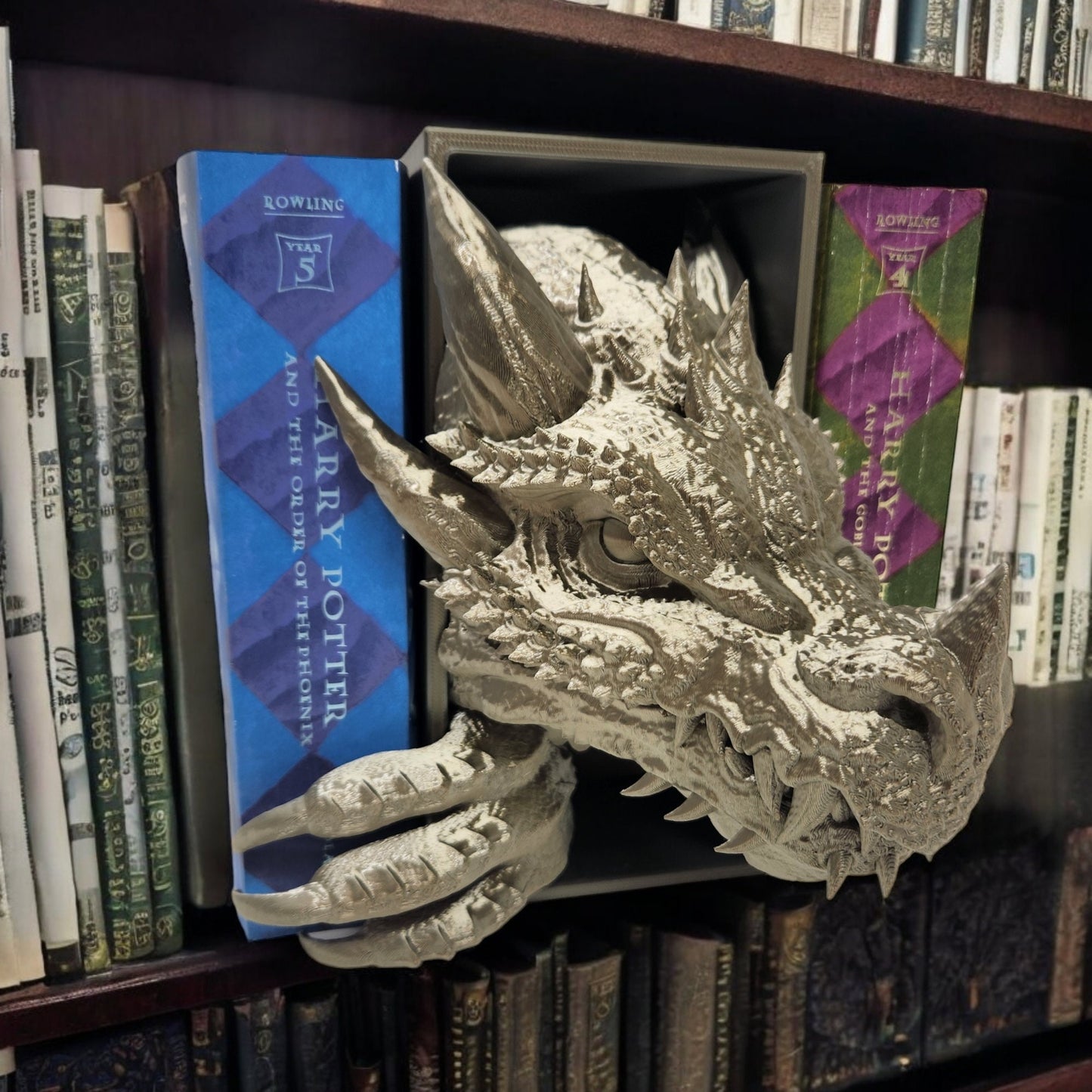 Dragon Book Nook Set | Dragon Head - Tail Shelf Decor for Book Lovers | Fourth Wing & Zodiac Academy Home Decor