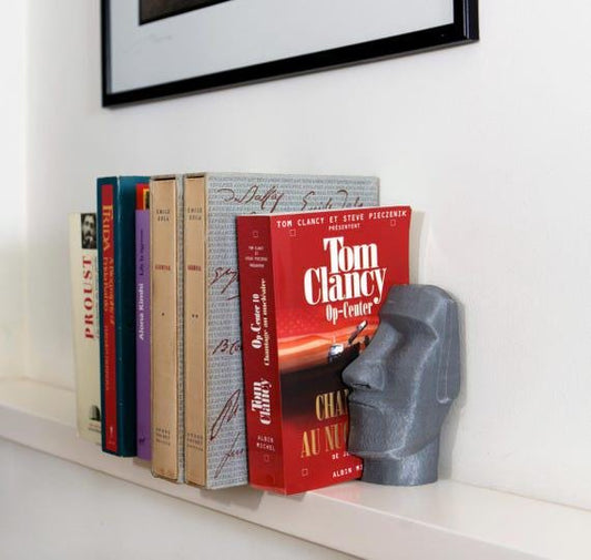 Moai Bookends - Unique 3D Printed Home Decor for Book Lovers & Art Enthusiasts, Modern Shelf Accessories, Great Gift Idea