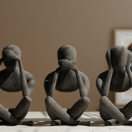 NObody No Evil Trio Figurine | 3D Printed Fairy Tale Decor for Dreamers & Collectors