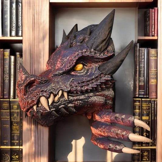 Dragon Book Nook Set | Dragon Head - Tail Shelf Decor for Book Lovers | Fourth Wing & Zodiac Academy Home Decor