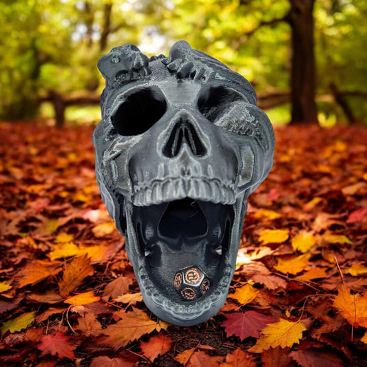 Human Skull Dragon Wrapped Dice Tower | 3D Printed  Unique Tabletop Gaming Accessory | Perfect Gift for Gamers and D&D Enthusiasts