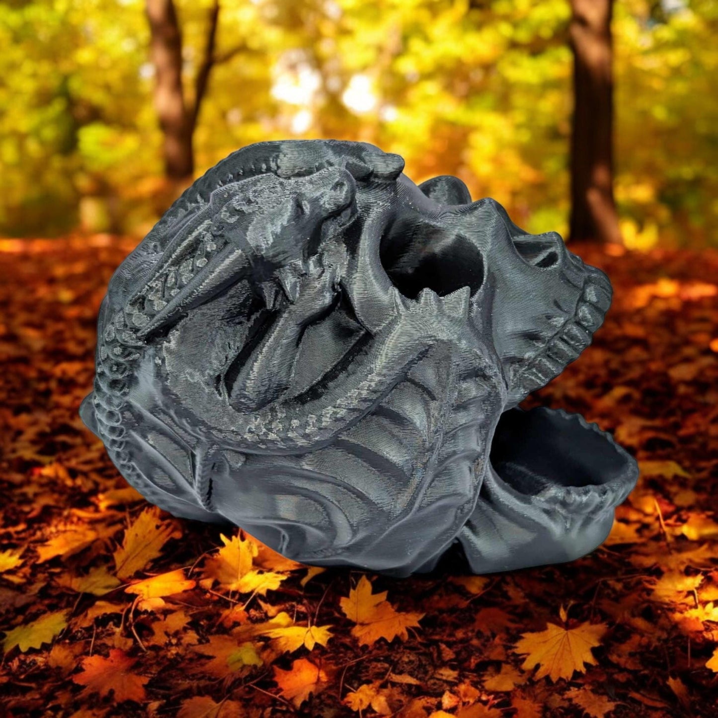 Human Skull Dragon Wrapped Dice Tower | 3D Printed  Unique Tabletop Gaming Accessory | Perfect Gift for Gamers and D&D Enthusiasts