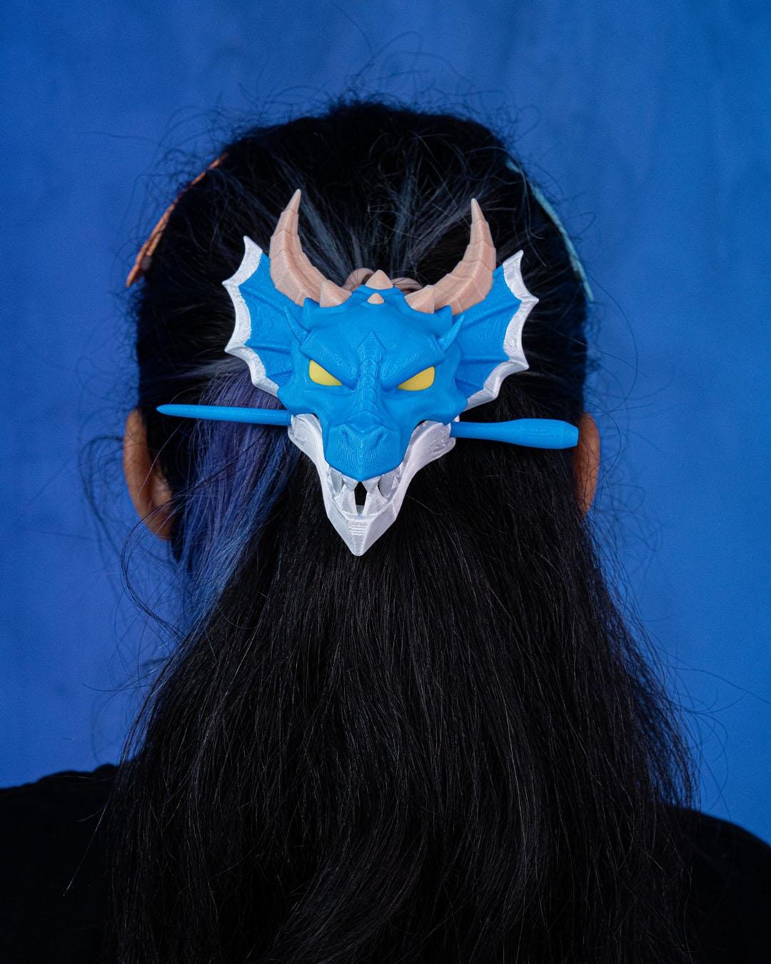 Dragon Skull Trophy Hair Pin | Unique Gothic Hair Accessories | 3D Printed Hair Jewelry for Cosplay & Women