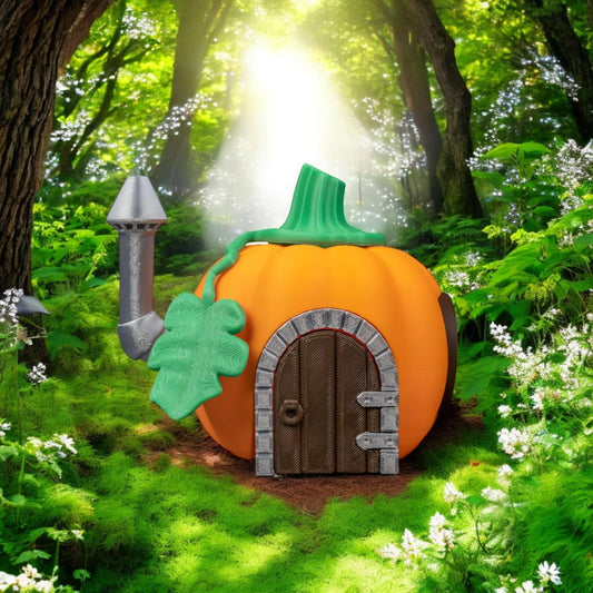 Pumpkin Fairy House - Enchanted Garden Decor & Miniature Home Accessory for a Whimsical Touch