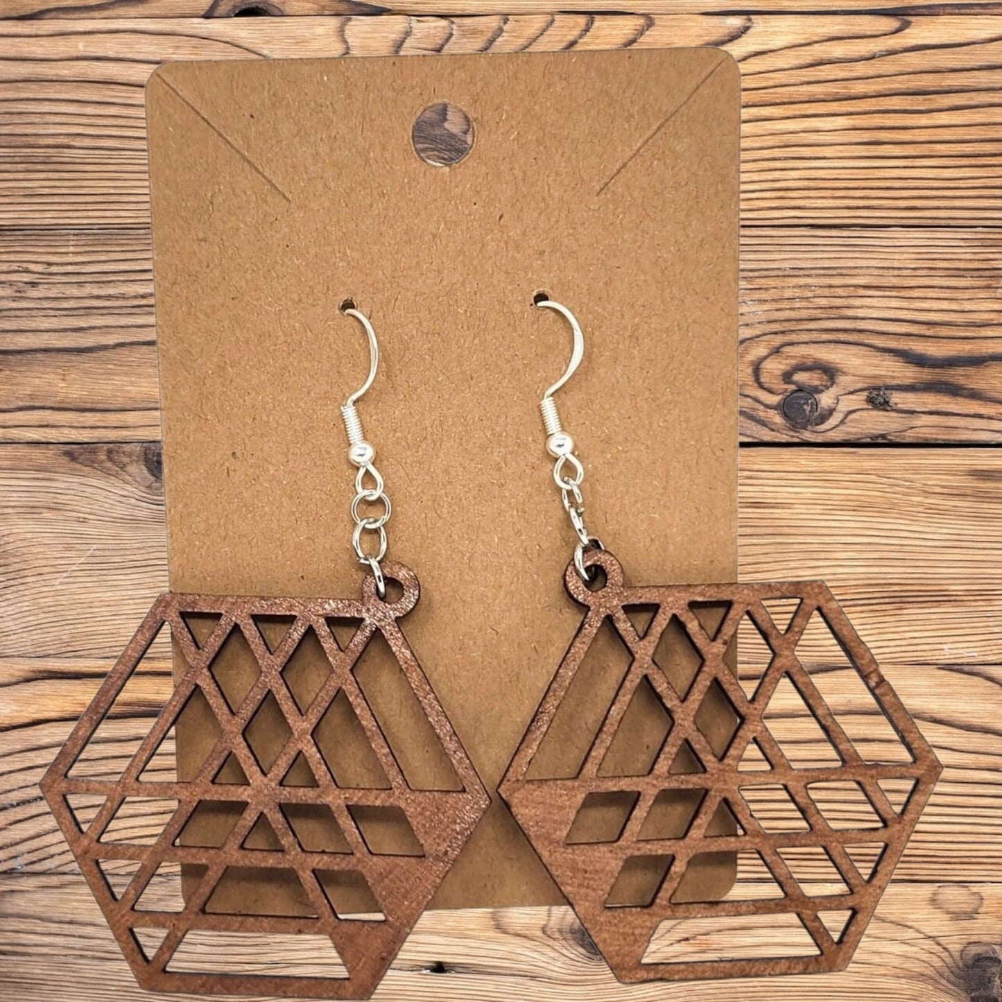 Grated Geometric Mandala Dangle Earrings - Boho Chic Laser-Cut Wood Earrings