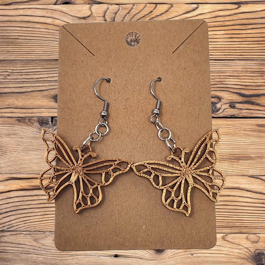 Butterfly Dangle Hook Earrings - Animal Inspired Fairy Unique 3D Printed Wings Jewelry