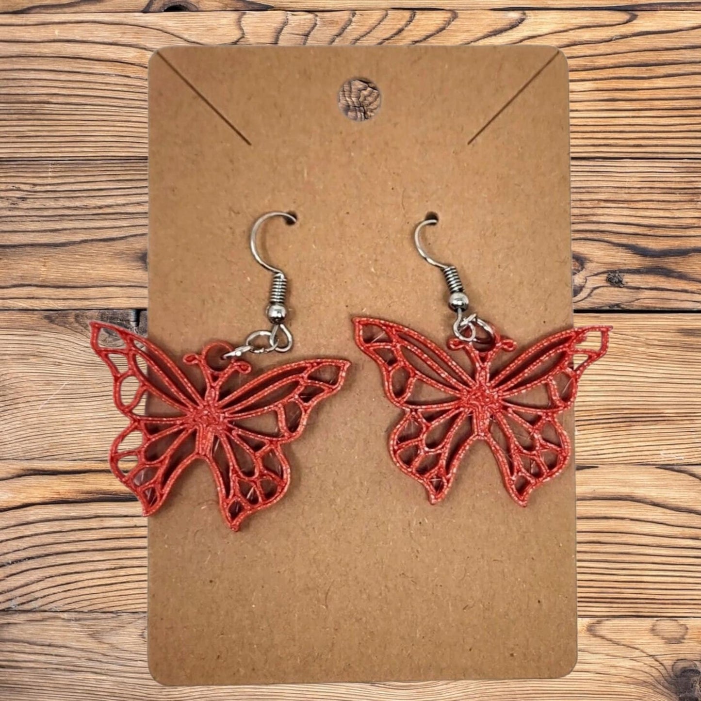 Butterfly Dangle Hook Earrings - Animal Inspired Fairy Unique 3D Printed Wings Jewelry