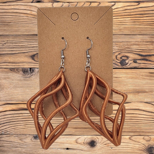 Spiral Dangle Drop Hook Earrings - 3D Printed Hypnotic Geometric Design for Unique Style