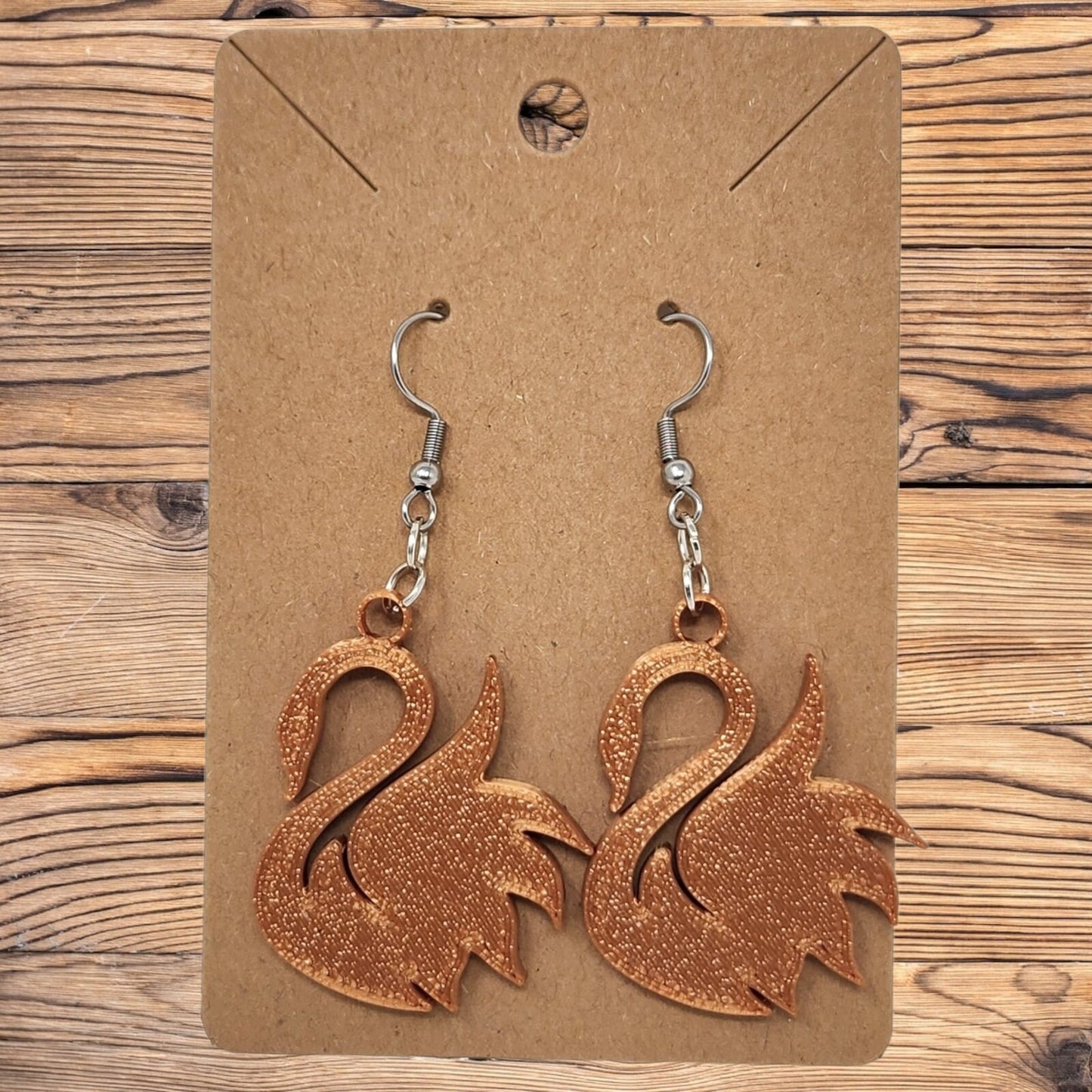 3D Printed Swan Dangle Drop Earrings - Graceful Hook Jewelry for Elegant Style