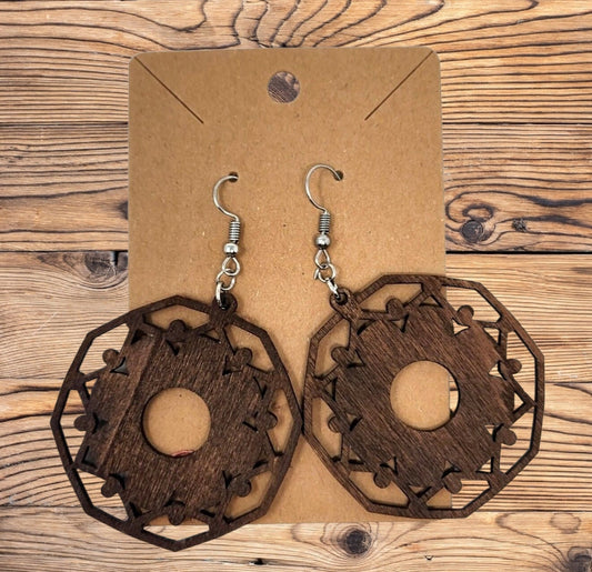 Metatron 'Universe' Geometric Wooden Laser-Cut Earrings - Sacred Geometry Inspired Jewelry