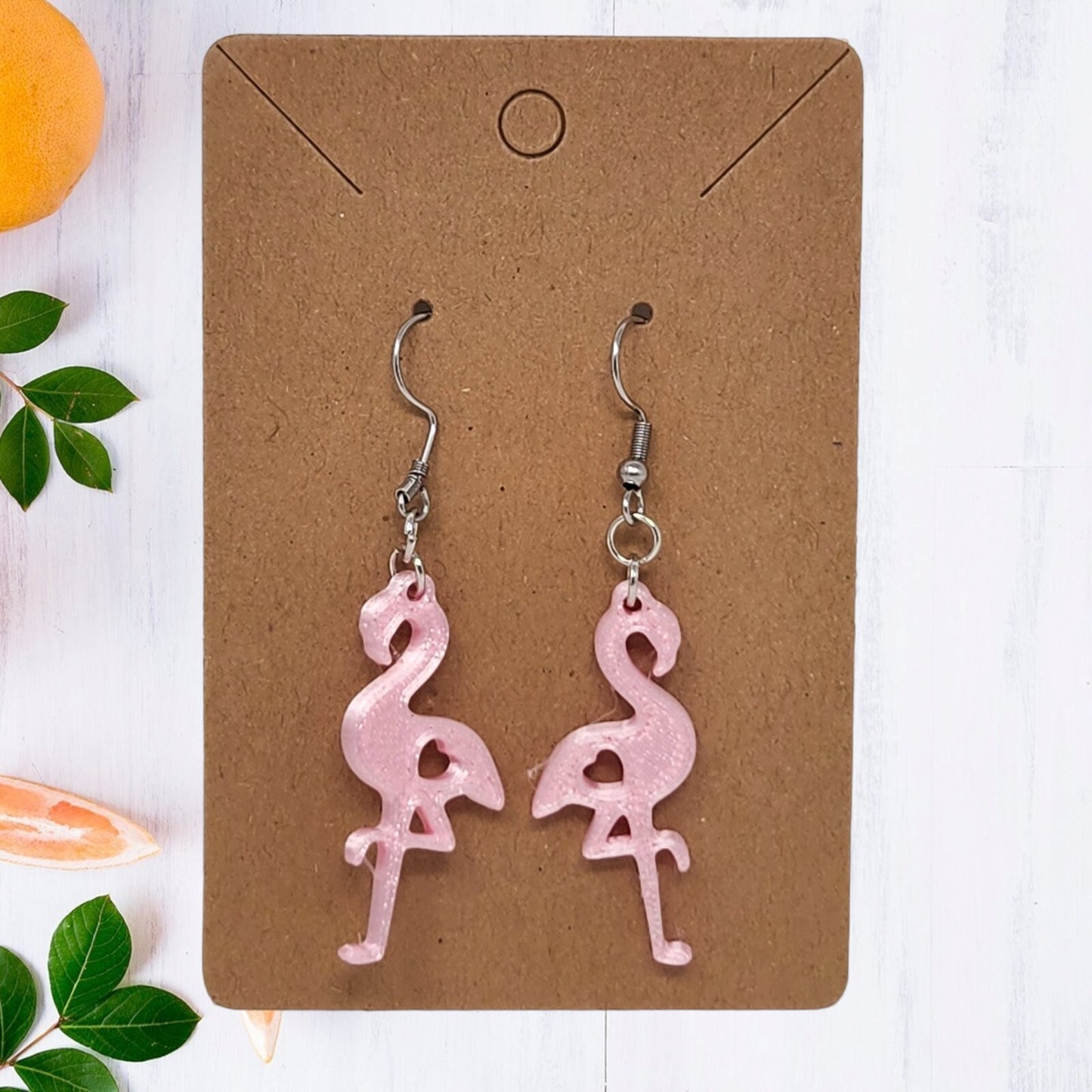 3D Printed Pink Flamingo Logo Dangle Earrings - Colorful and Playful Pink Delight