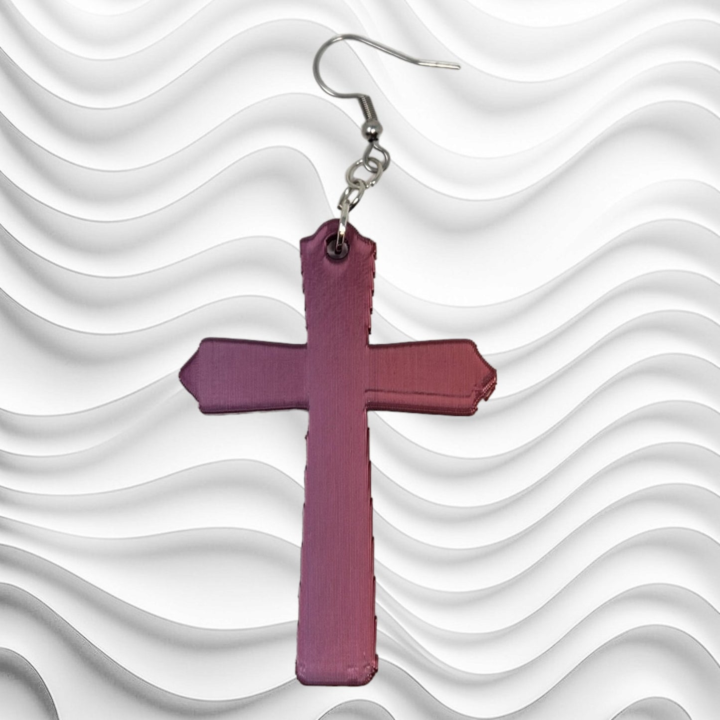 Faith Cross Dangle 3D Printed Earrings - Religious Jewelry for Inspired Style