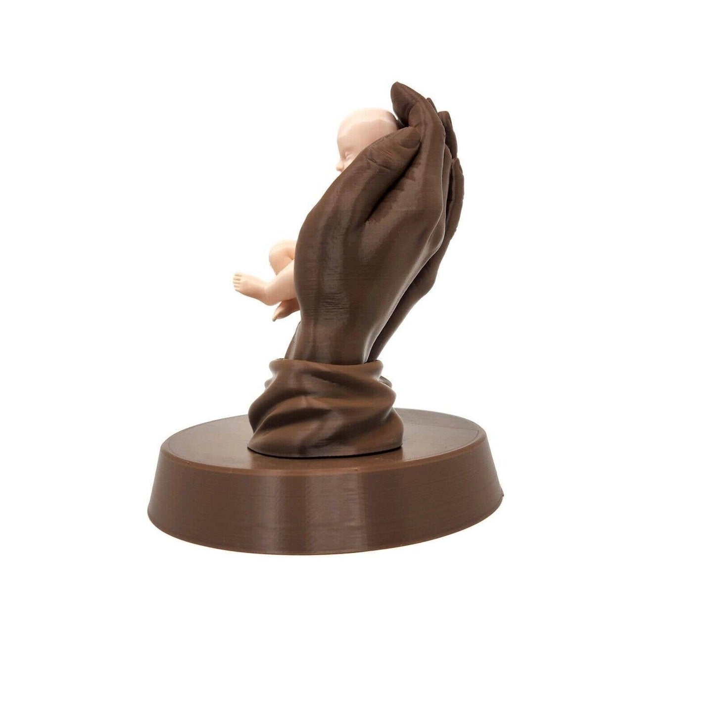 Love of Jesus Keepsake: Praying Hands with Baby Cradling God Hands -  3D Printed Figurine, 7 Inches - Jesus holding baby