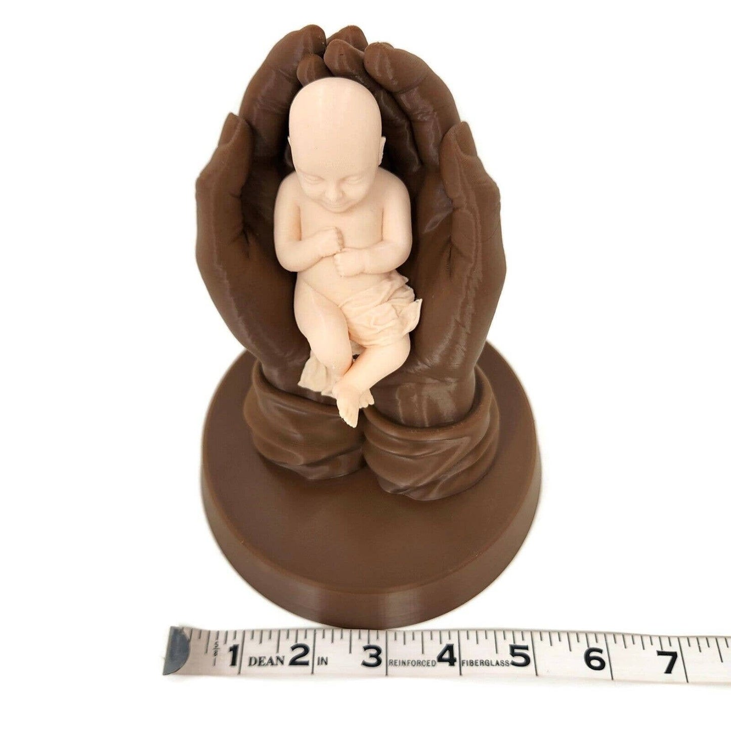 Love of Jesus Keepsake: Praying Hands with Baby Cradling God Hands -  3D Printed Figurine, 7 Inches - Jesus holding baby