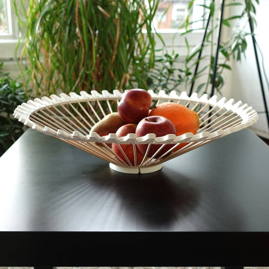 Handcrafted Art Deco Style 3D Printed Bowl | Unique Home Decor Piece with Wooden Skewers, Decoration Wooden Skewer Fruit Bowl Sun