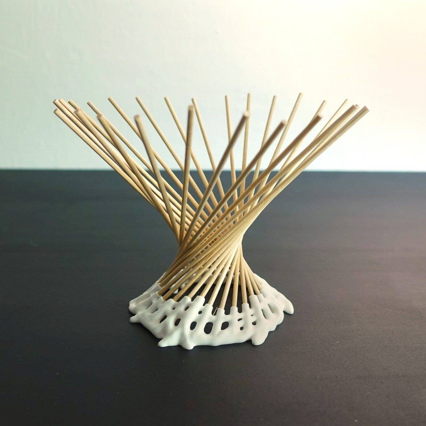 Handcrafted Art Deco Style 3D Printed Bowl | Unique Home Decor Piece with Wooden Skewers, Decoration Wooden Skewer Fruit Bowl Sand