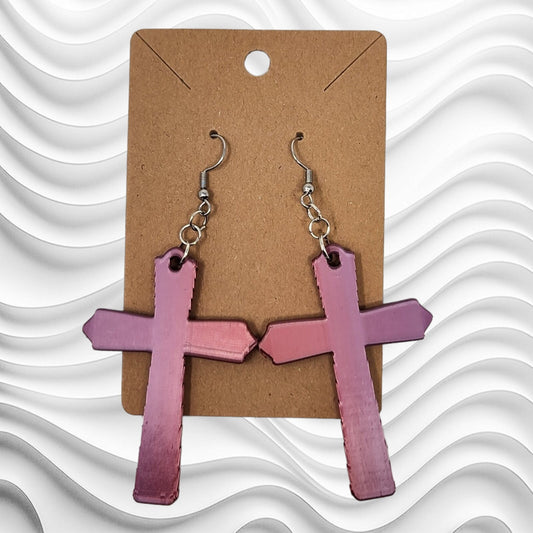 Faith Cross Dangle 3D Printed Earrings - Religious Jewelry for Inspired Style