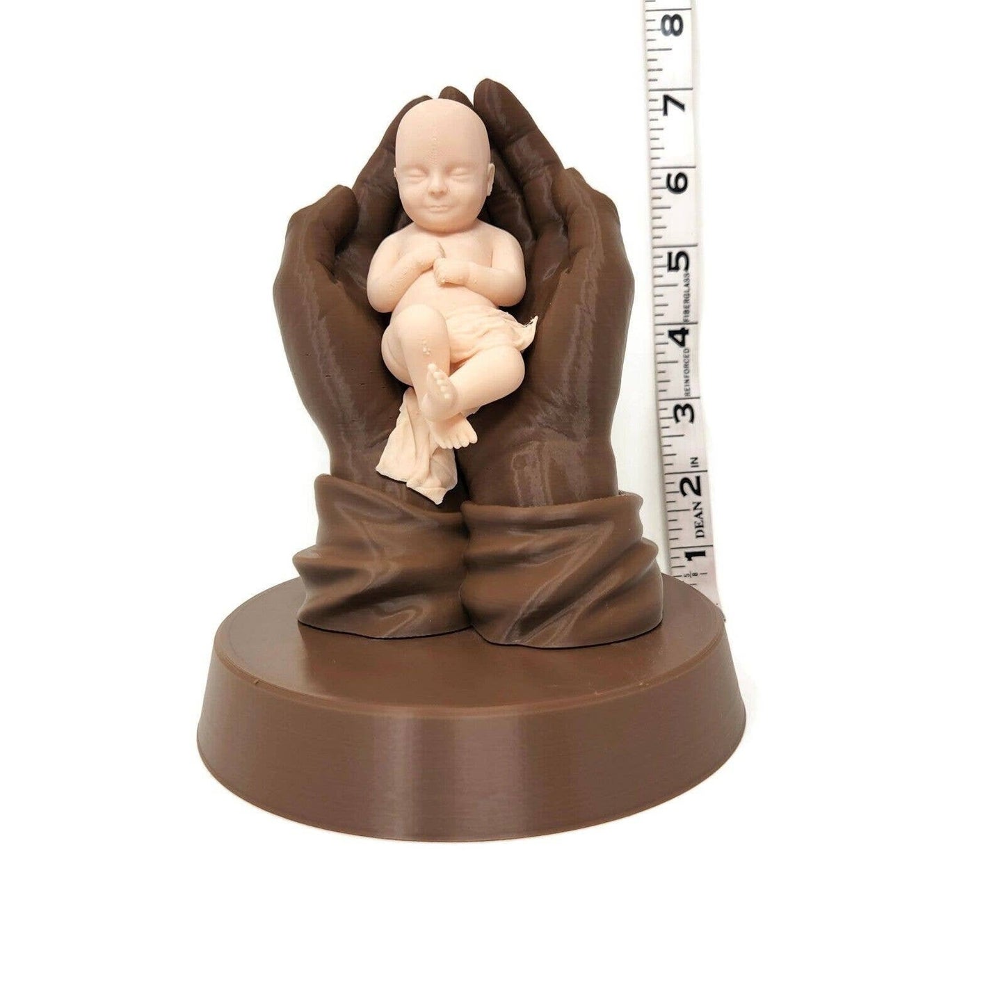 Love of Jesus Keepsake: Praying Hands with Baby Cradling God Hands -  3D Printed Figurine, 7 Inches - Jesus holding baby