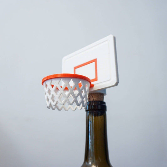 Basketball Hoop Design Sports Inspired Handmade Cork Wine Bottle Stopper - 3D Printed Wine Accessory