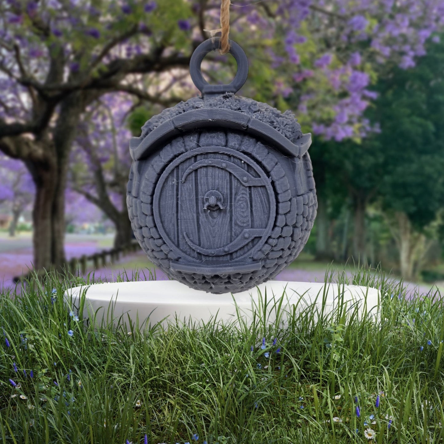 3D Printed Shire Hobbit Hole Christmas Ornament - Whimsical Holiday Decor