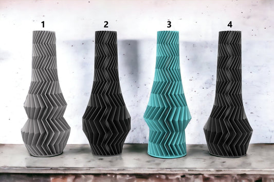 Tall Zigzag Pattern Bud Vase - Elegant Modern Table Centerpiece for Flowers & Christmas Decor