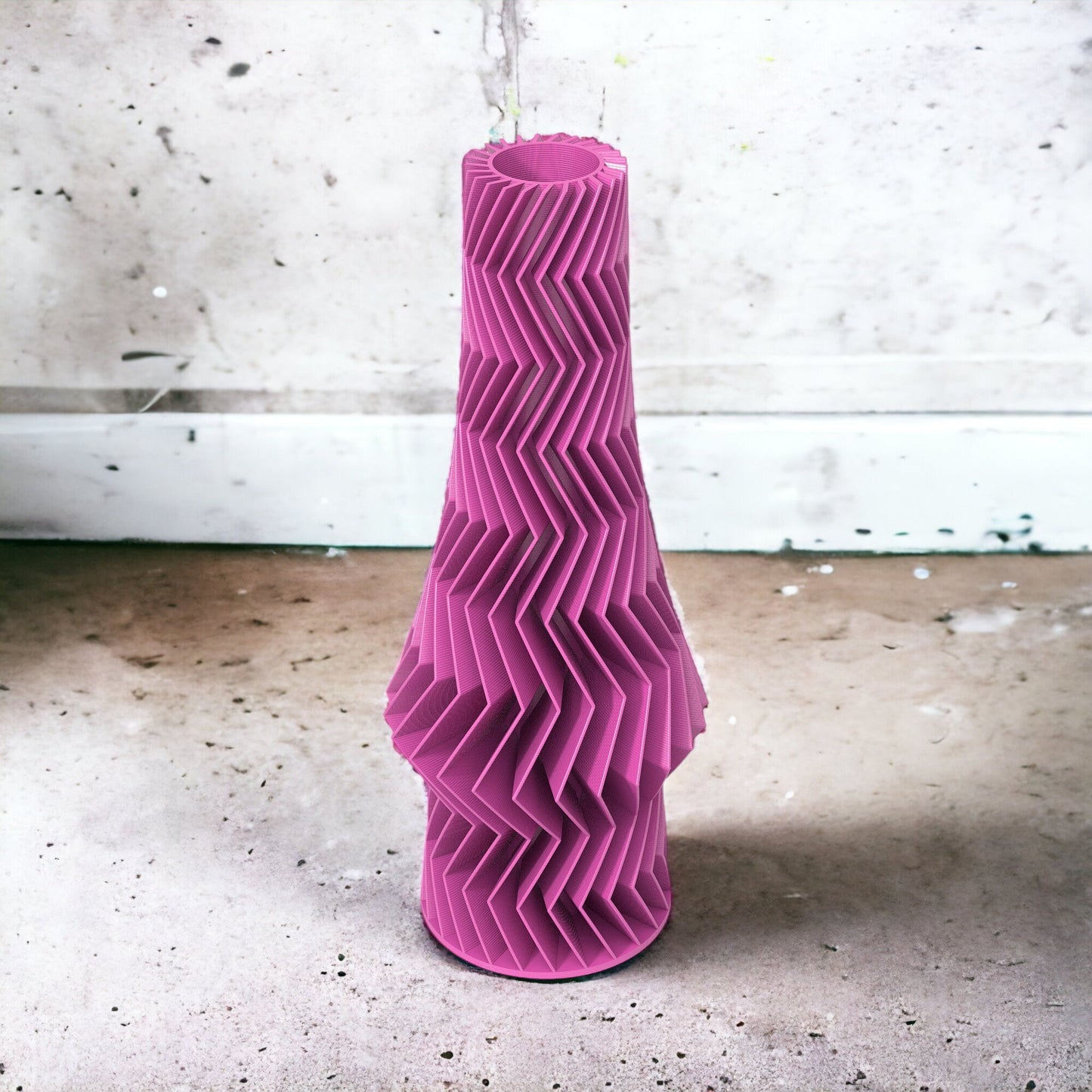 Tall Zigzag Pattern Bud Vase - Elegant Modern Table Centerpiece for Flowers & Christmas Decor