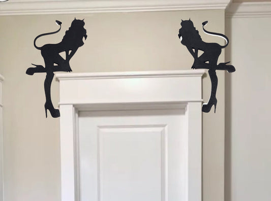 Devil Woman Handmade 3D Printed Door Topper Unique Corner Decoration for Doors and Window Frame Decor