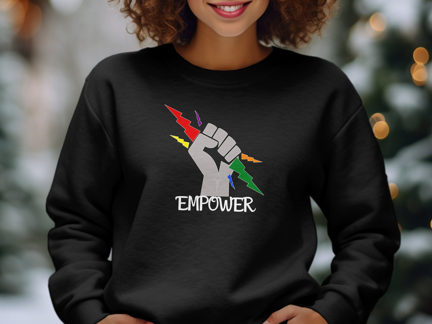 Empower Shirt - Rainbow Fist and Lightning Bolts Tee T-shirt, womens shirt, cute womens shirt, gift for sister