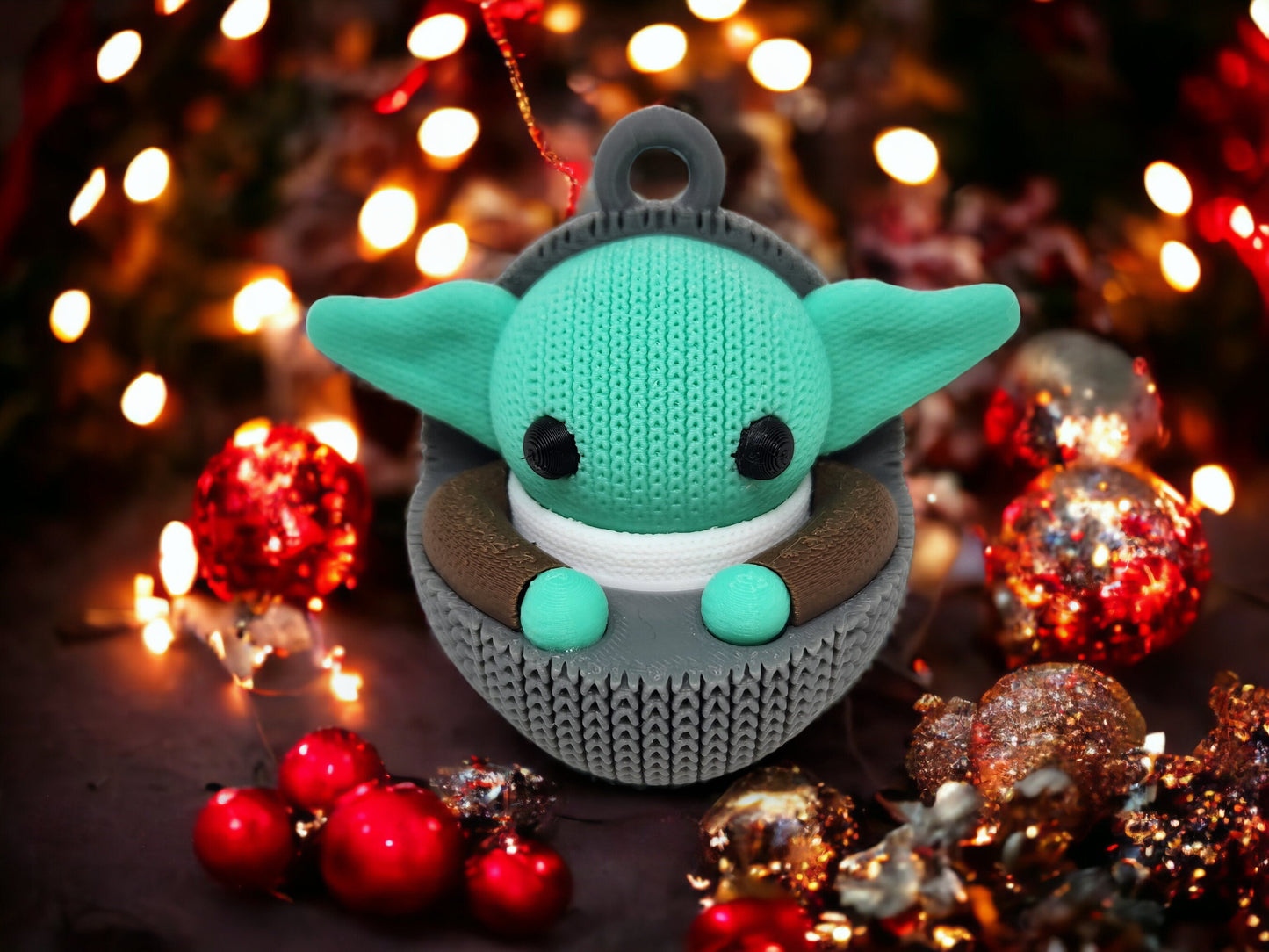 Handmade Baby Grogu Yoda Christmas Ornament - Mandalarion Christmas Holiday Gifts Stocking Stuffer